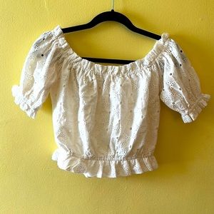 White lace crop top